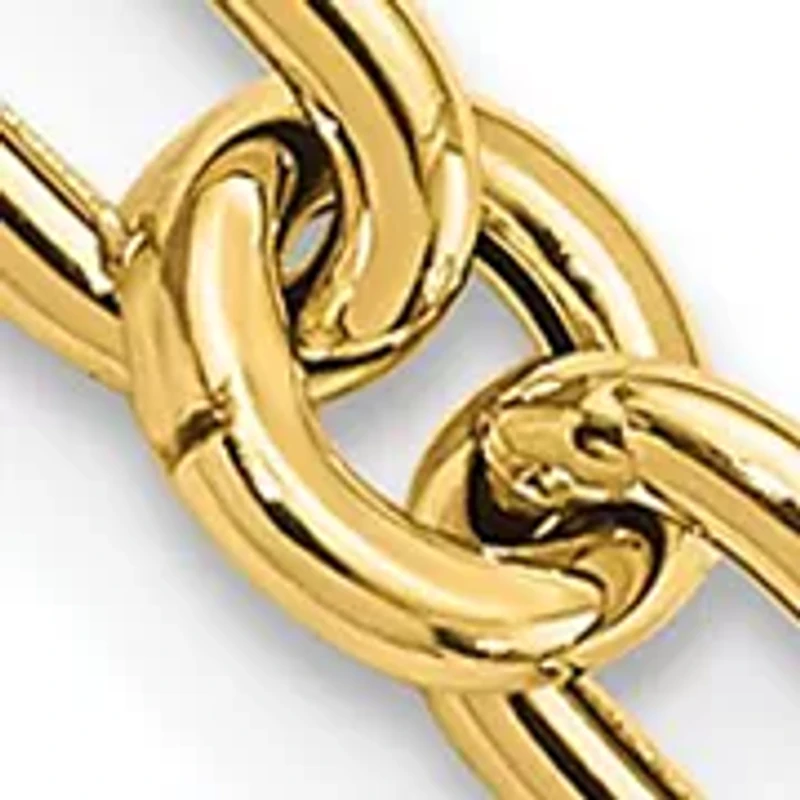 14K Yellow Gold Polished Hollow Paperclip Link Bracelet