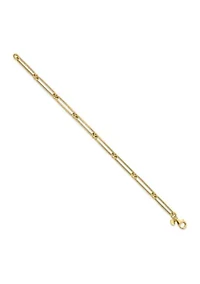 14K Yellow Gold Polished Hollow Paperclip Link Bracelet