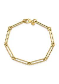 14K Yellow Gold Polished Hollow Paperclip Link Bracelet