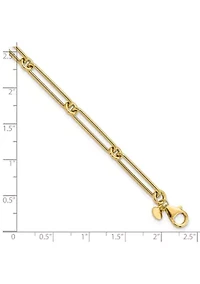 14K Yellow Gold Polished Hollow Paperclip Link Bracelet