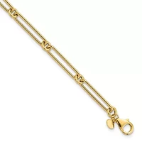 14K Yellow Gold Polished Hollow Paperclip Link Bracelet