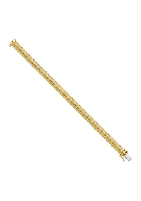 14K Two-tone Polished 7.5mm Diamond-cut Domed Bracelet