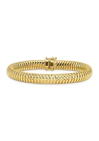 14K Two-tone Polished 7.5mm Diamond-cut Domed Bracelet