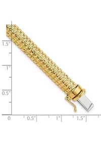 14K Two-tone Polished 7.5mm Diamond-cut Domed Bracelet