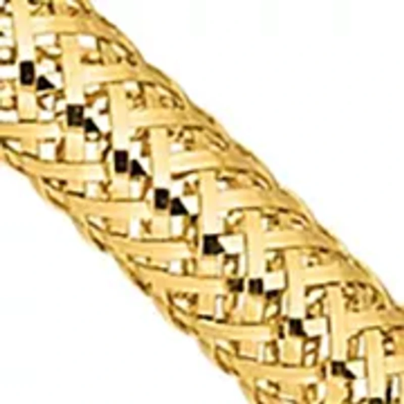 14K Two Tone Polished with Diamond Cut Bead Stretch Bracelet