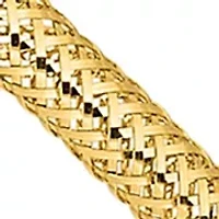 14K Two Tone Polished with Diamond Cut Bead Stretch Bracelet