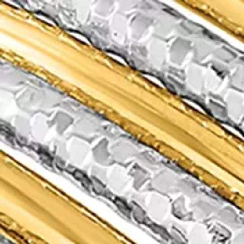 14K Two Tone Diamond Cut 7 Layer Slip on Bangle