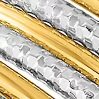 14K Two Tone Diamond Cut 7 Layer Slip on Bangle