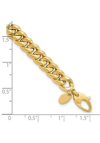 14K Yellow Gold 7mm Polished Flat Beveled Curb Men's Bracelet