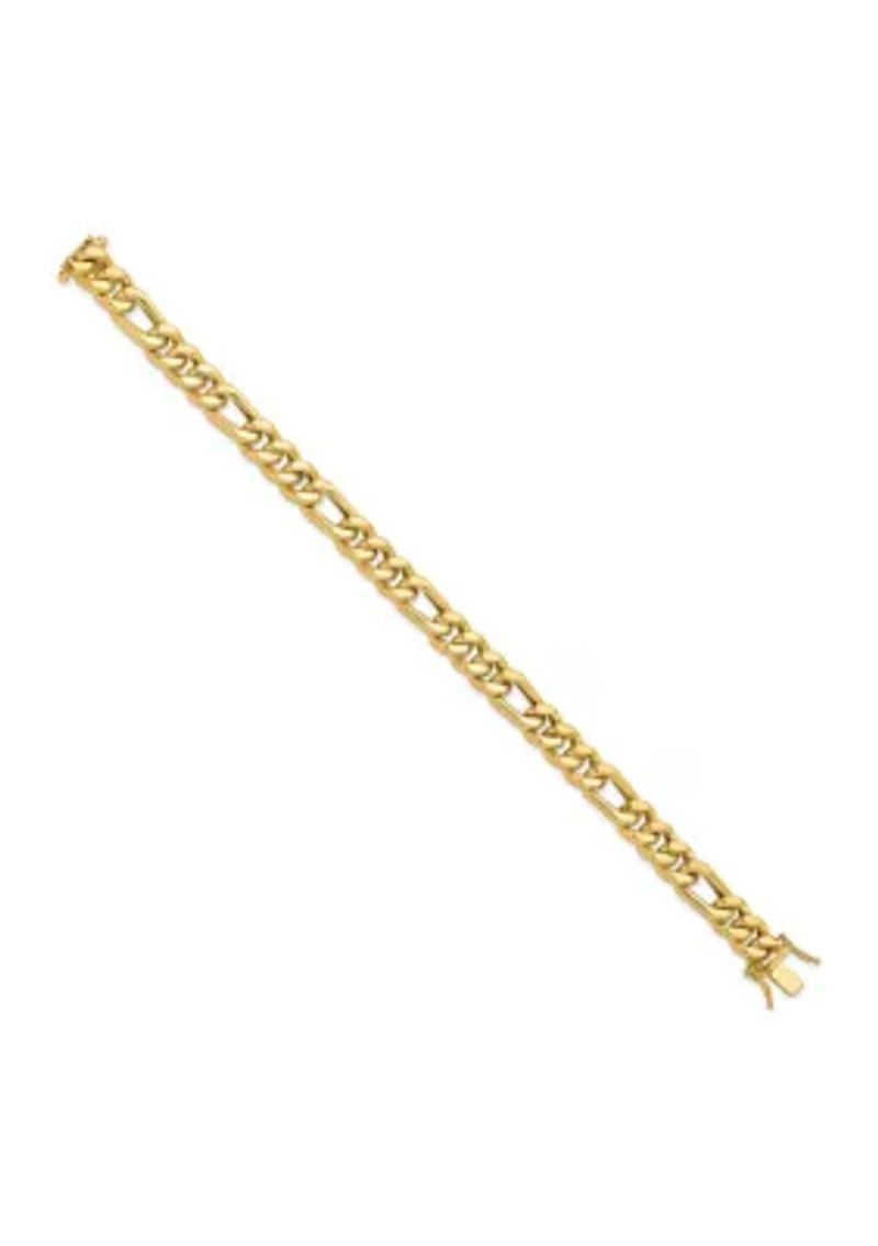 14K Yellow Gold Polished Figaro Link Men's Bracelet