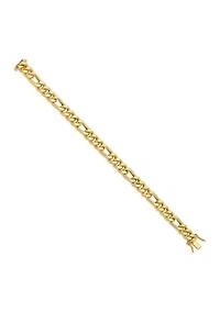 14K Yellow Gold Polished Figaro Link Men's Bracelet