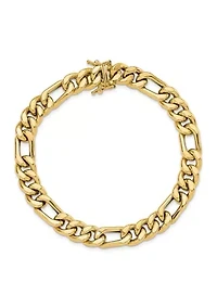 14K Yellow Gold Polished Figaro Link Men's Bracelet