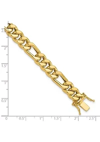 14K Yellow Gold Polished Figaro Link Men's Bracelet