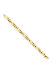 14K Yellow Gold 8.5mm Polished Flat Beveled Curb Men's Bracelet