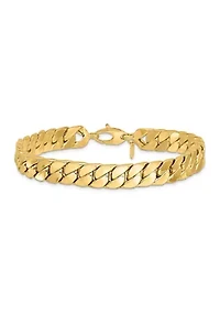 14K Yellow Gold 8.5mm Polished Flat Beveled Curb Men's Bracelet