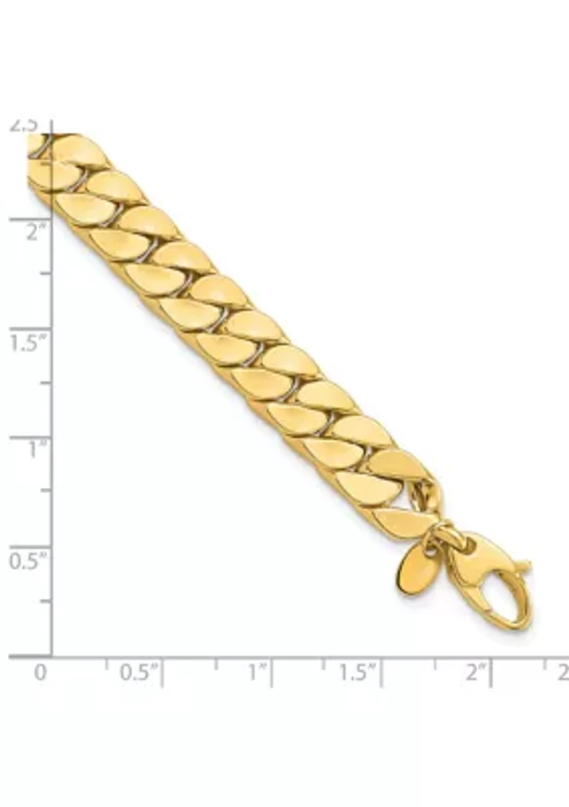 14K Yellow Gold 8.5mm Polished Flat Beveled Curb Men's Bracelet