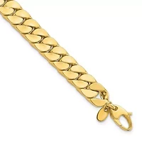 14K Yellow Gold 8.5mm Polished Flat Beveled Curb Men's Bracelet