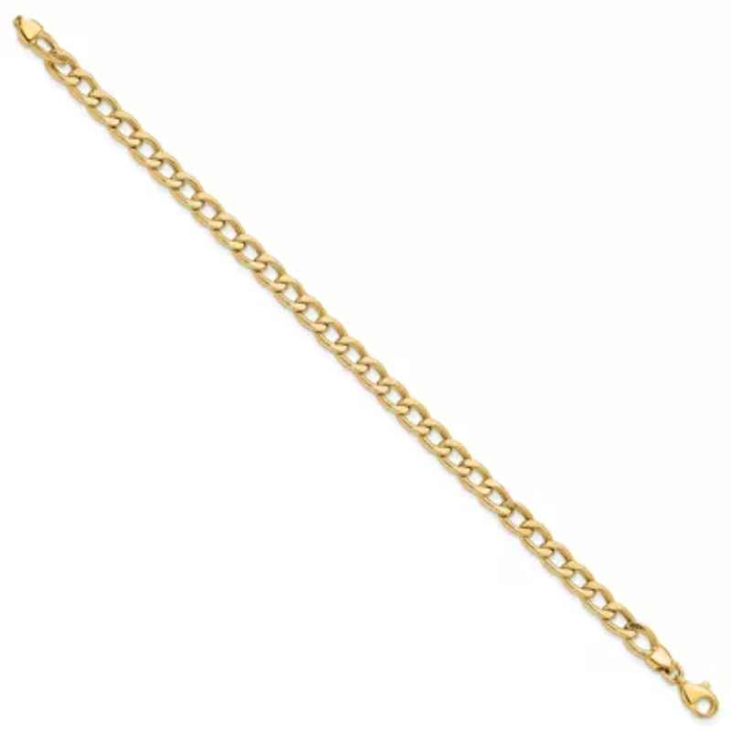 14K Yellow Gold Polished and Textured Link Bracelet