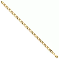 14K Yellow Gold Polished and Textured Link Bracelet