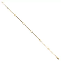 14K Yellow Gold Polished Oval Links 9-inch Plus 1-inch Extension Anklet