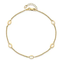 14K Yellow Gold Polished Oval Links 9-inch Plus 1-inch Extension Anklet