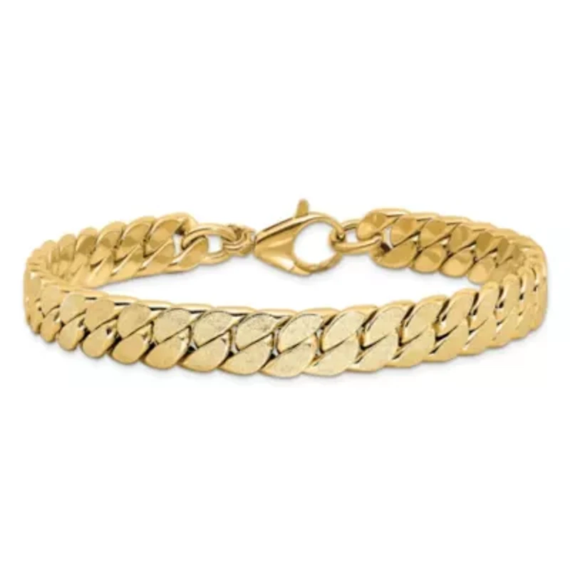 14K Yellow Gold Polished Textured Reversible Men's Bracelet