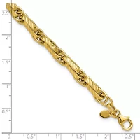 14K Yellow Gold Polished and Grooved Fancy Link Bracelet