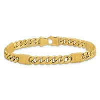 14K Yellow Gold Polished with Design Fancy Link Men's Bracelet