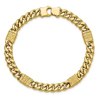 14K Yellow Gold Polished with Design Fancy Link Men's Bracelet