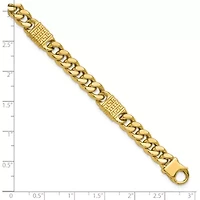 14K Yellow Gold Polished with Design Fancy Link Men's Bracelet