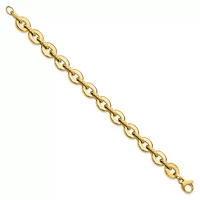 14K Yellow Gold Polished and Grooved Fancy Link Bracelet