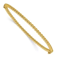 14K Yellow Gold Polished Beaded Hinged Bangle