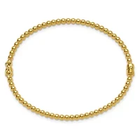 14K Yellow Gold Polished Beaded Hinged Bangle