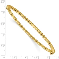 14K Yellow Gold Polished Beaded Hinged Bangle
