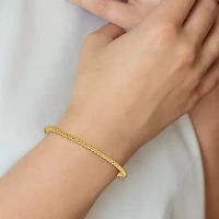 14K Yellow Gold Polished Beaded Hinged Bangle