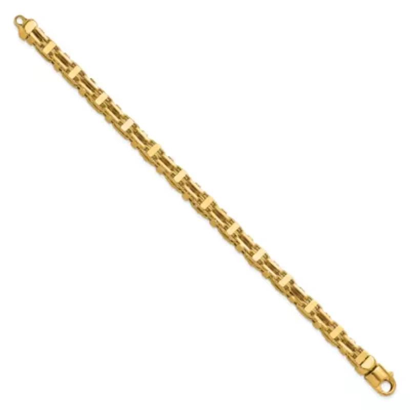 14K Yellow Gold Polished Fancy Link Men's Bracelet