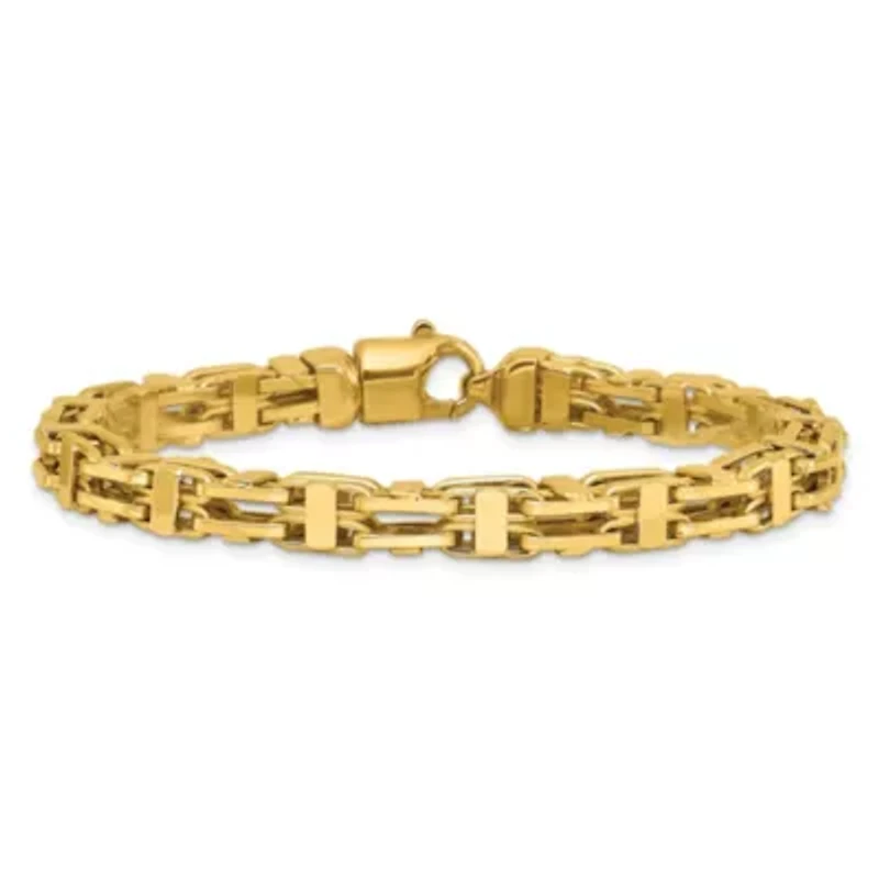 14K Yellow Gold Polished Fancy Link Men's Bracelet
