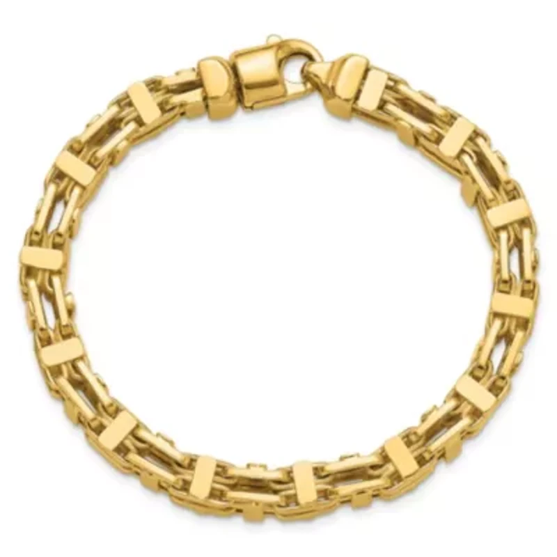 14K Yellow Gold Polished Fancy Link Men's Bracelet