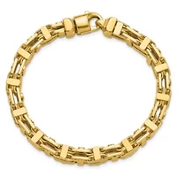 14K Yellow Gold Polished Fancy Link Men's Bracelet