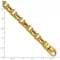 14K Yellow Gold Polished Fancy Link Men's Bracelet