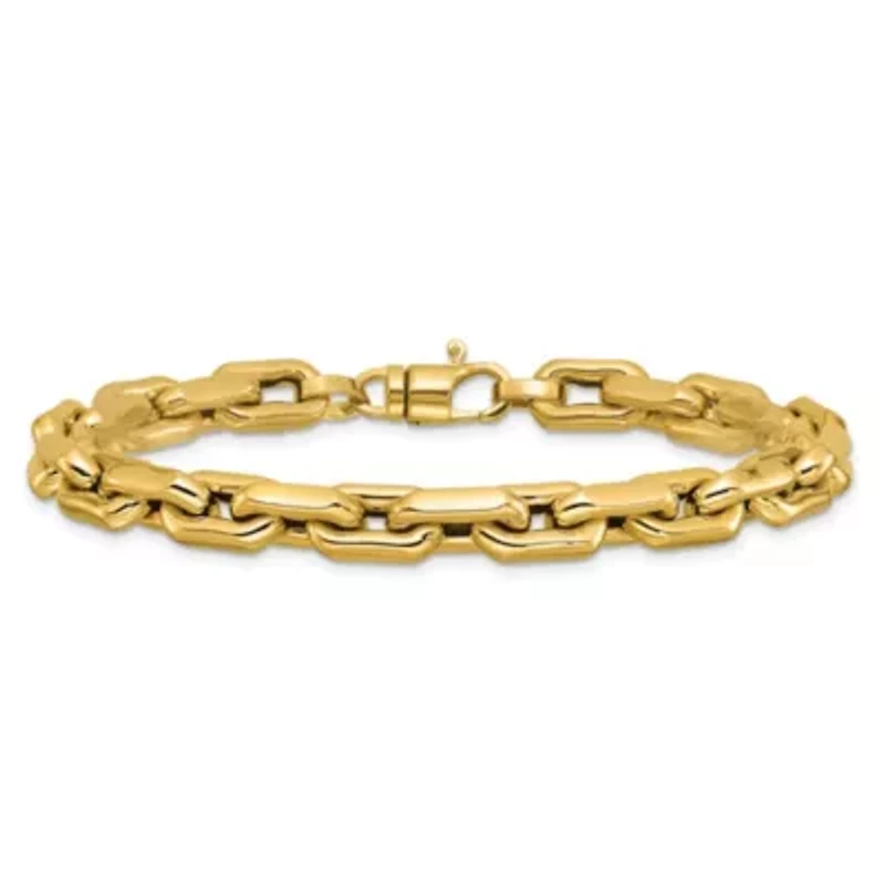 14K Yellow Gold Polished Fancy Link Men's Bracelet