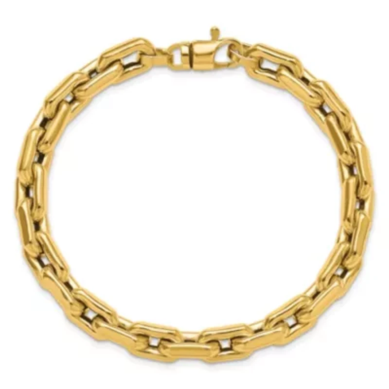 14K Yellow Gold Polished Fancy Link Men's Bracelet
