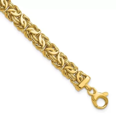 14K Yellow Gold Polished 8mm Byzantine Link Bracelet