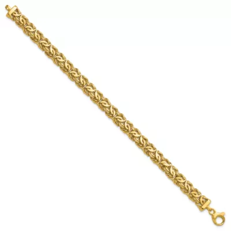 14K Yellow Gold Polished 8mm Byzantine Link Bracelet