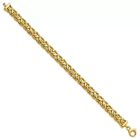 14K Yellow Gold Polished 8mm Byzantine Link Bracelet