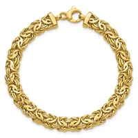 14K Yellow Gold Polished 8mm Byzantine Link Bracelet