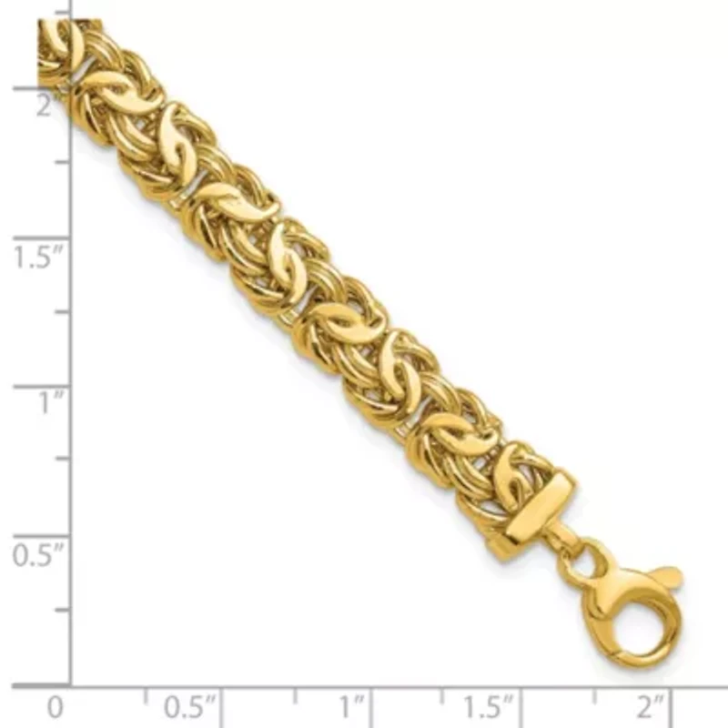 14K Yellow Gold Polished 8mm Byzantine Link Bracelet