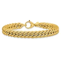 14K Yellow Gold Polished and Textured Fancy Curb Bracelet