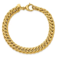 14K Yellow Gold Polished and Textured Fancy Curb Bracelet