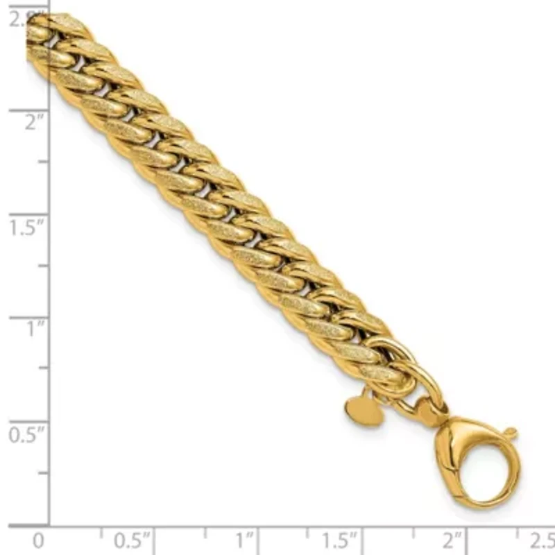 14K Yellow Gold Polished and Textured Fancy Curb Bracelet